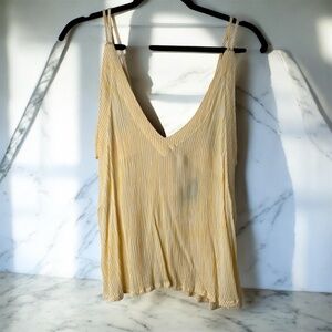 Lulu's Tank Top Small Yellow White Stripes Stripe BowTie BRAND NEW Double Straps